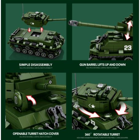 Reobrix 77030 M4A3E8 Sherman „Easy Eight” 2.vh amerikai harckocsi tank 836 db-os