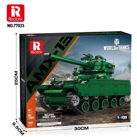 Reobrix 77033 AMX-13 francia könnyű harckocsi tank epitokeszlet 1037 db-os