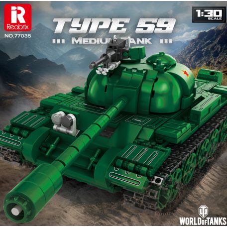 Reobrix 77035 Type 59 kínai népköztársaság közepes harckocsi tank epitokeszlet 748 db-os