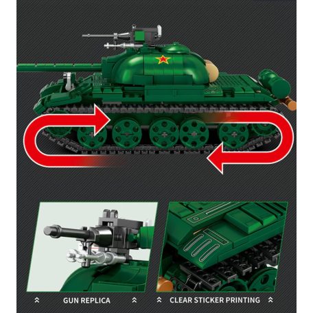 Reobrix 77035 Type 59 kínai népköztársaság közepes harckocsi tank epitokeszlet 748 db-os
