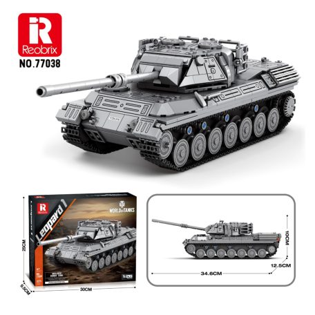 Reobrix 77038 Leopárd nyugat német hidegháborús harckocsi tank építőkészlet 1273 db-os