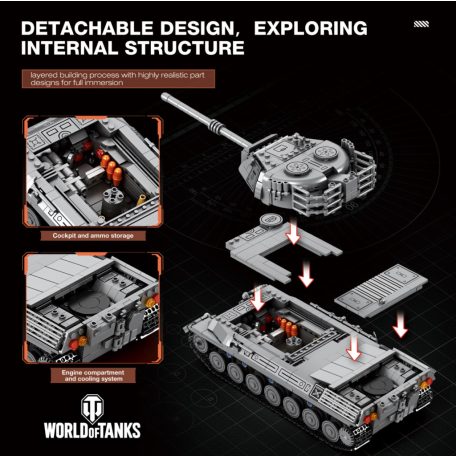 Reobrix 77038 Leopárd nyugat német hidegháborús harckocsi tank építőkészlet 1273 db-os