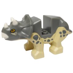   Triceratopsz béb lego dinoszaurusz / Dinosaur Triceratops Baby with Fixed Dark Bluish Gray Top with Molded White Horns and Beak and Printed Bright Light Orange Eyes and Dark Bluish Gray Spots Pattern