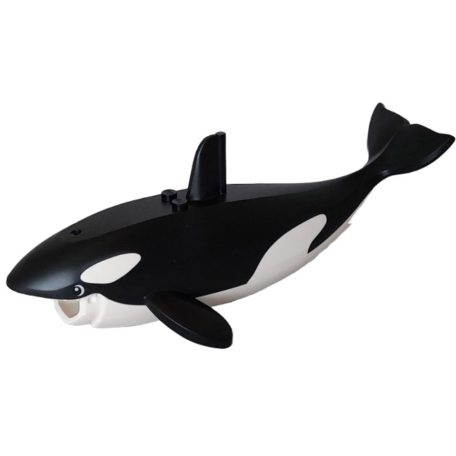 Kardszárnyú Delfin lego figura / Whale / Orca Body with Molded White Spots and Upper Jaw and Printed Eyes Pattern