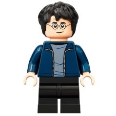   Harry Potter lego figura - Dark Blue Open Jacket over Sand Blue Shirt, Black Medium Legs