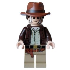   Indiana Jones lego figura / Indiana Jones - Dark Brown Jacket, Reddish Brown Dual Molded Hat with Hair, Spider Web on Face