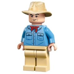   Dr. Alan Grant jurassic world lego figura- Medium Blue Shirt with Pockets with Black Buttons Outline