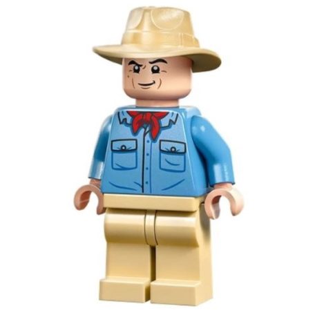 Dr. Alan Grant jurassic world lego figura- Medium Blue Shirt with Pockets with Black Buttons Outline