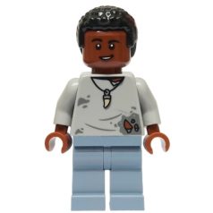   Darius Bowman lego jurassic world figura - Light Bluish Gray Torn Shirt, Sand Blue Legs