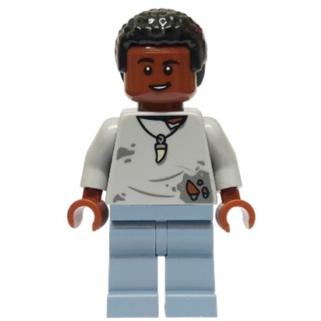 Darius Bowman lego jurassic world figura - Light Bluish Gray Torn Shirt, Sand Blue Legs