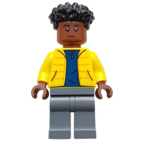 Darius Bowman lego jurassic world figura - Yellow Jacket over Dark Blue Shirt, Dark Bluish Gray Legs