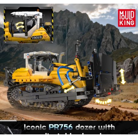 Bulldozer, pneumatikus vezérlés, mould king epitokeszlet, 1200+ darabos