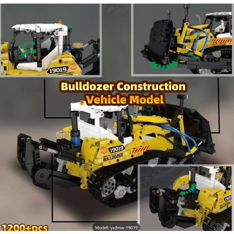 Bulldozer, pneumatikus vezérlés, mould king epitokeszlet, 1200+ darabos