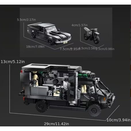 Expedíciós busz+ trailer, mustang és sportmotor építőszett