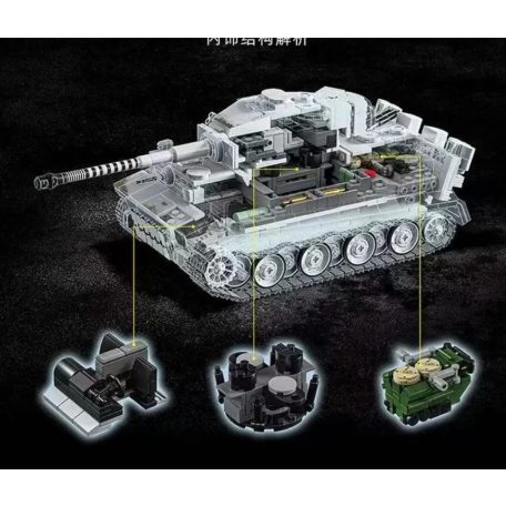 Tigris tank (2.vh német harckocsi) építőkészlet- téli álcázással