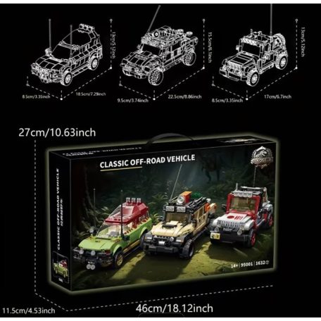 Jurassic Park terepjárók építőkészlet 1600+ darabos