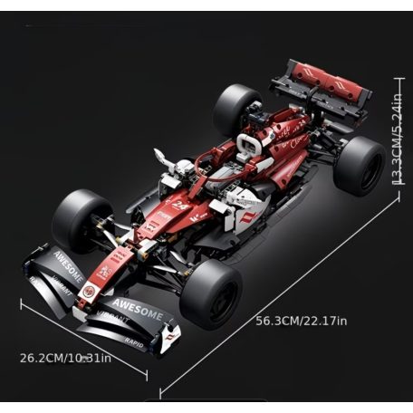 Piros-fehér versenyauto építőkészlet 1300+ darabos