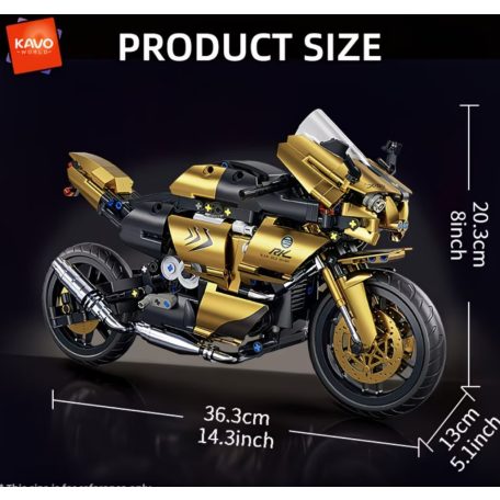 Sportmotor építőkészlet, arany színű, 1000+ darabos