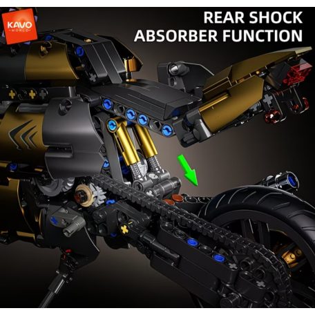 Sportmotor építőkészlet, arany színű, 1000+ darabos