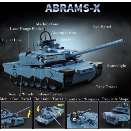 Abrahams-x szupertank építőkészlet, 2100+ darabos