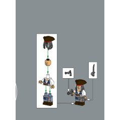   Captain Jack Sparrow - White Shirt, Dark Blue Plain Vest, Dark Brown Boots, Tricorne Karib tenger kalózai / pirates of the caribbean lego figura