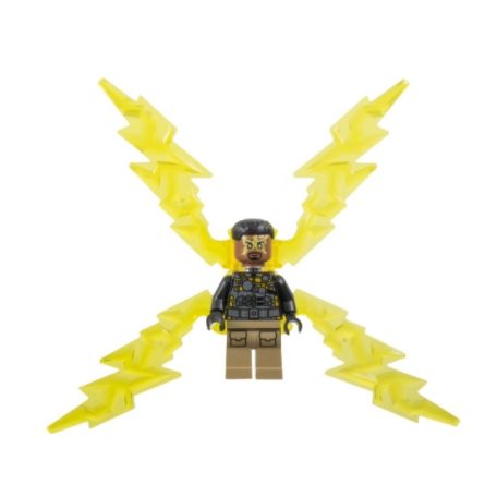 Lelektro lego figura / Electro - Black and Dark Tan Outfit, Medium Brown Head, Large Electricity Wings